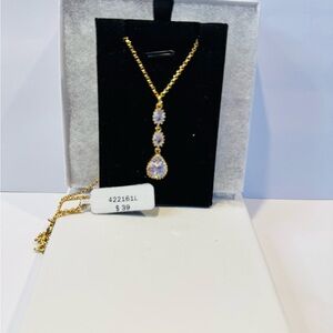 Gold Necklace with Crystal Drops. Very good quality gold-plated fantasy jewelry
